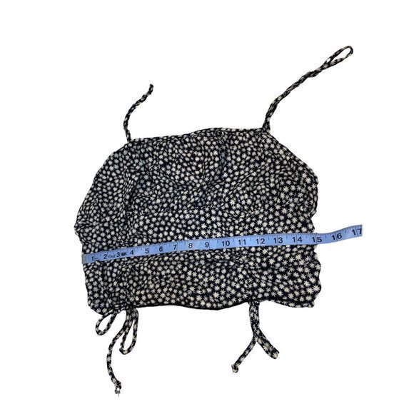 Heart Hips Floral Ruched Cropped‎ smocked back Top Black  Size L RefFNB - Picture 6 of 9